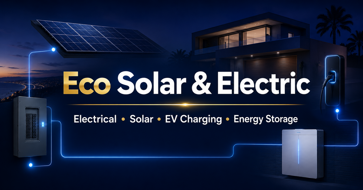 Eco Solar and Electric services for electrical, solar, EV charging and energy storage